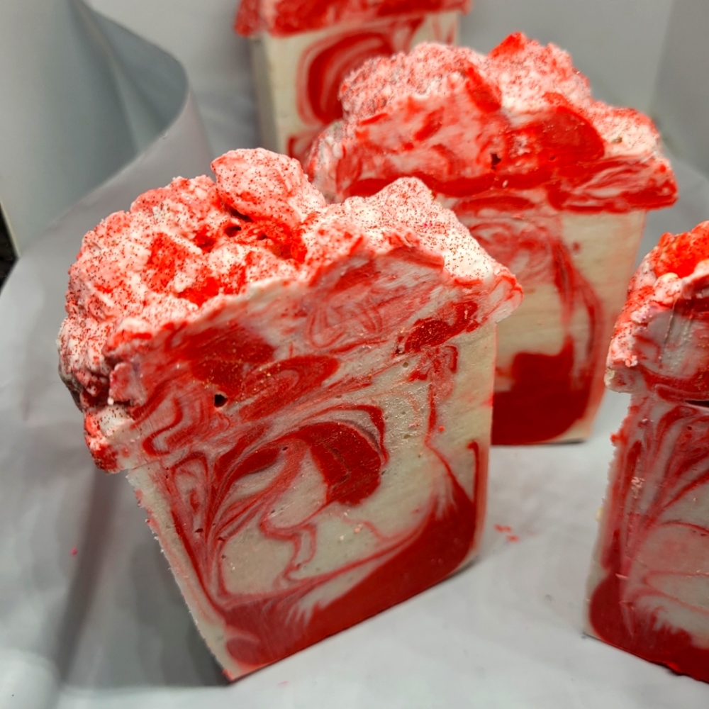 Handmade 2 large heavy scented with rose soap bars w goats milk - Picture 2 of 11